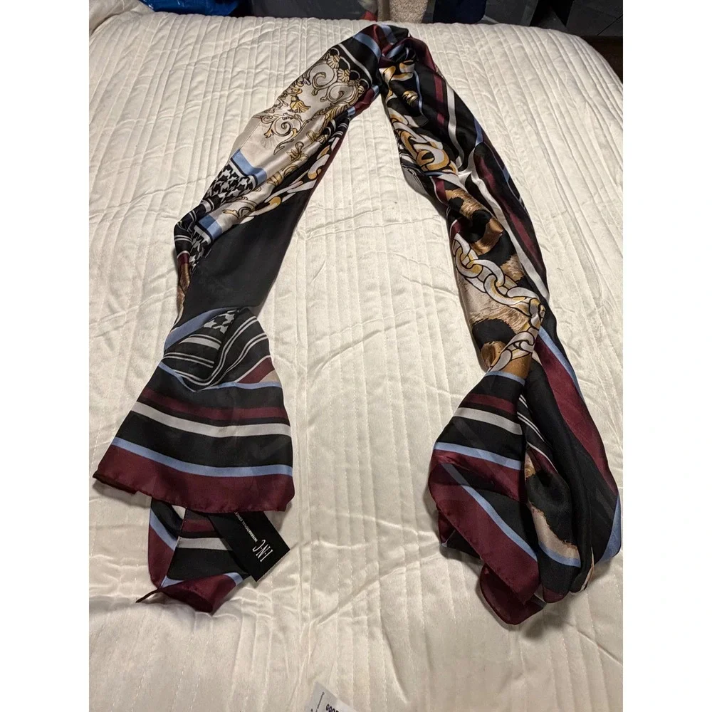 INC International Concepts Scarf Leopard Chain Houndstooth Mixed Print NWT